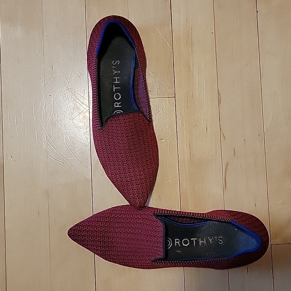 Rothys Red Burgundy Pointed Toe Loafers Flats - 6